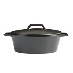 Enzo Oval Black Ceramic Baking Dish with Lid