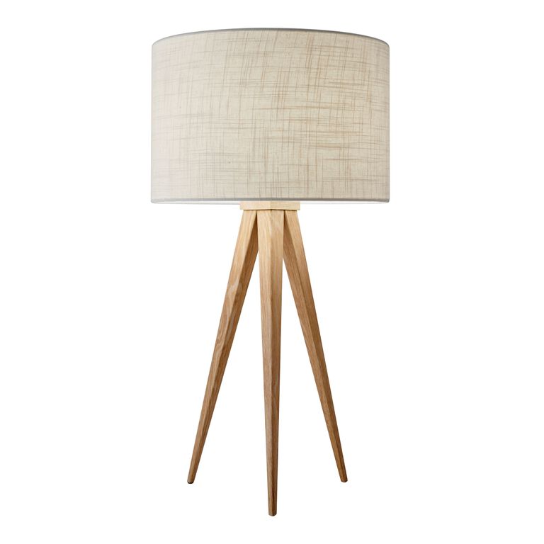 Oak Wood Tripod Lynnette Table Lamp image number 1