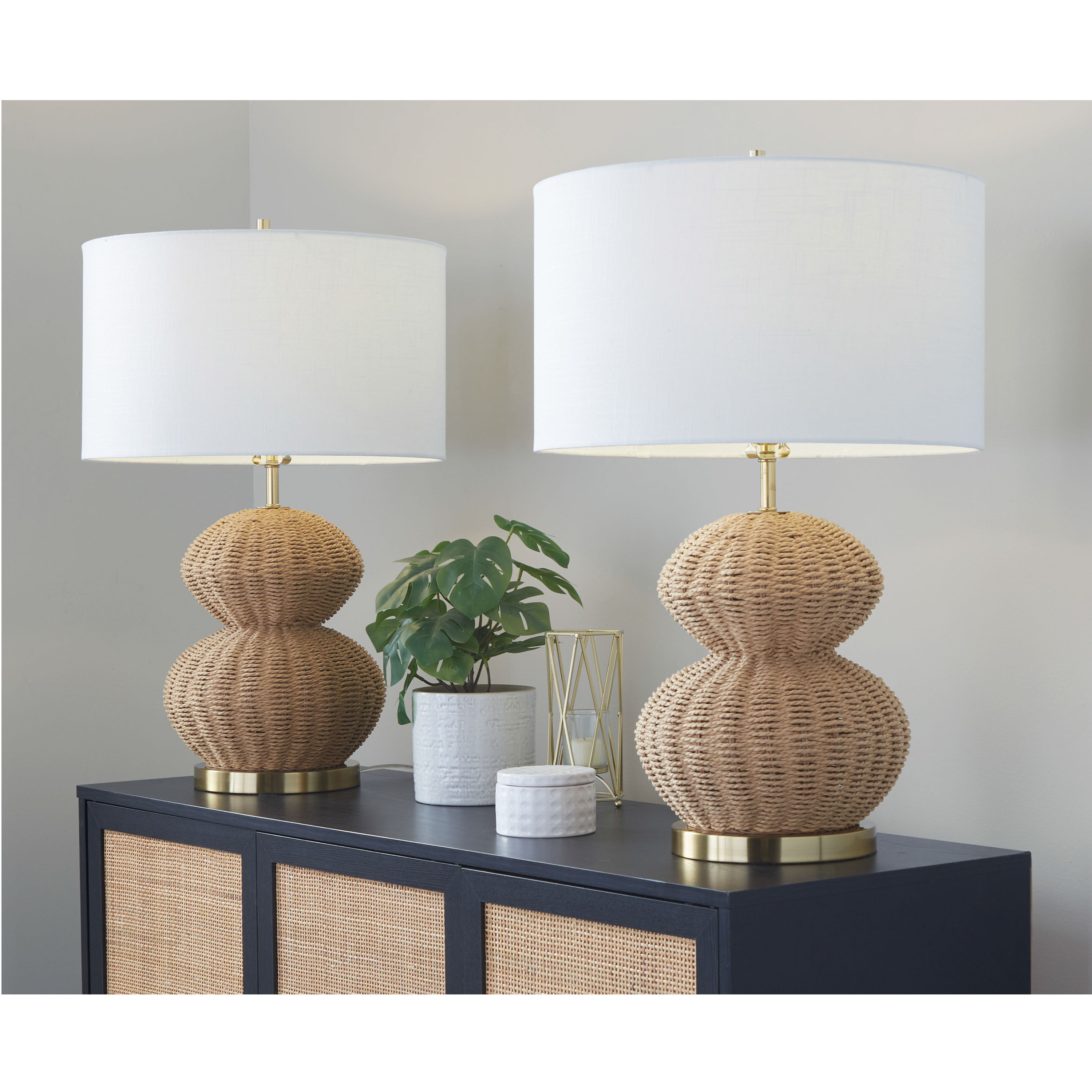 Natural rattan table lamp top
