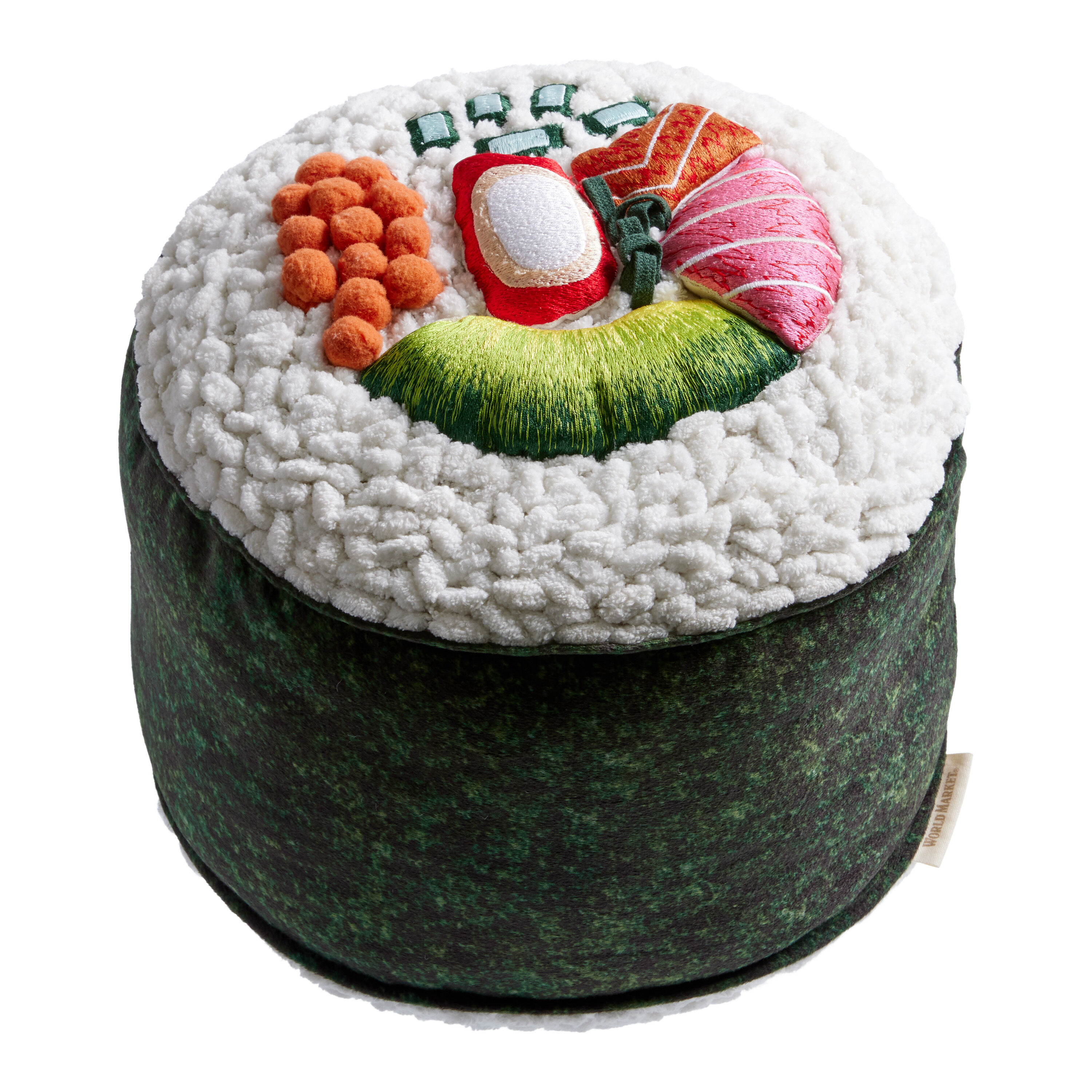 Round Embroidered Maki Sushi Shaped Throw Pillow World Market
