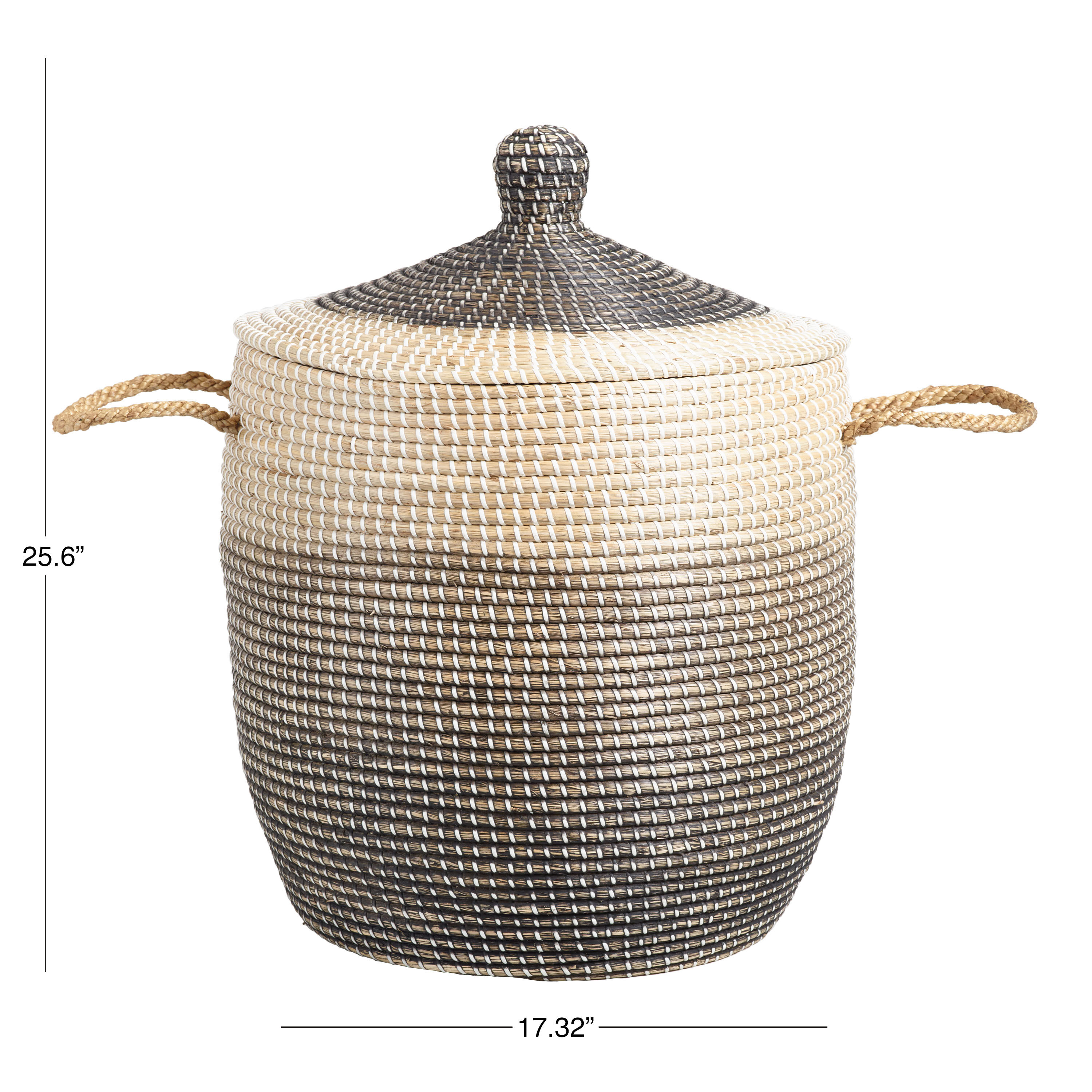 Amelia Ombre Seagrass Tote Basket With Lid image number 3