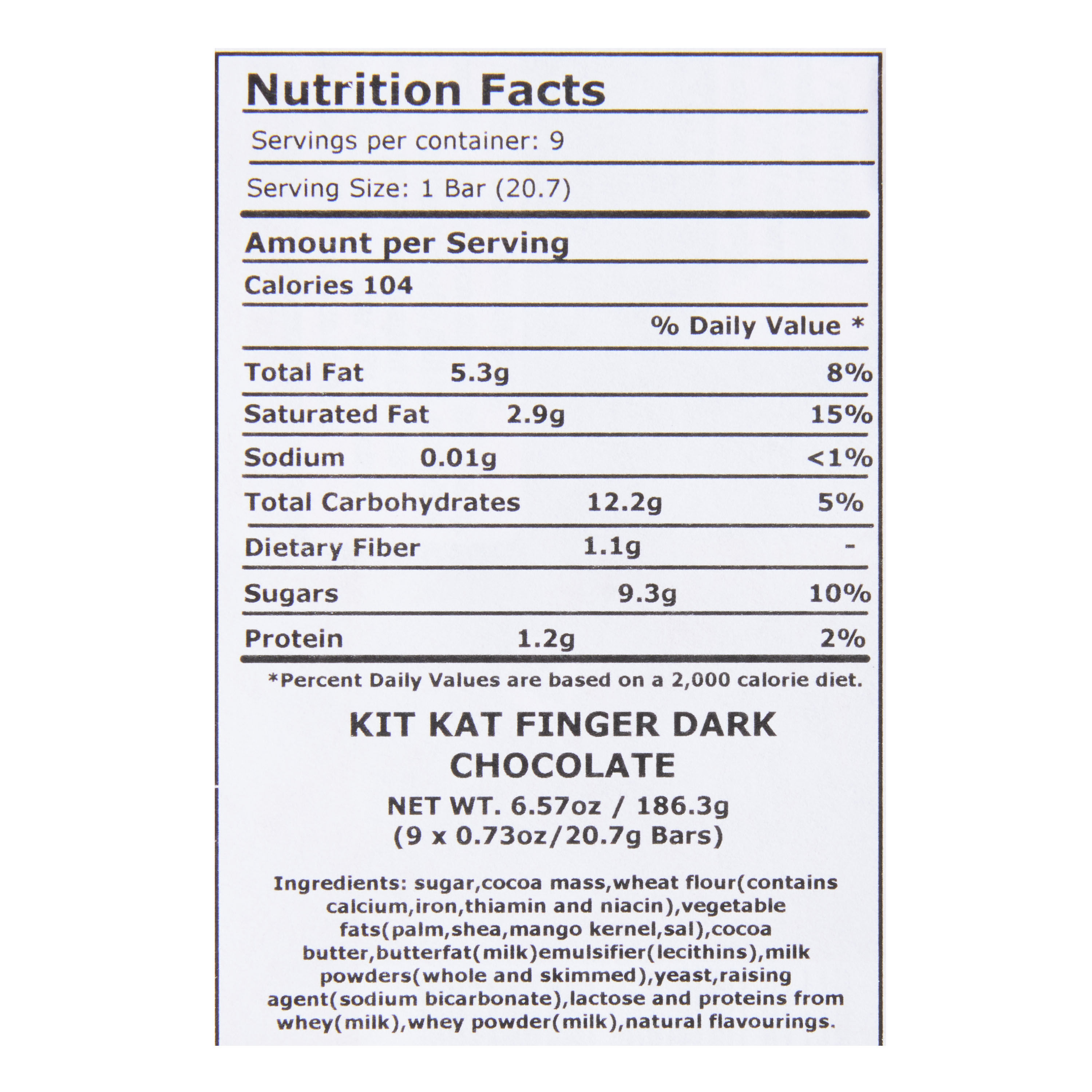 Nestle Kit Kat Dark Chocolate Wafer Bars 9 Piece image number 1