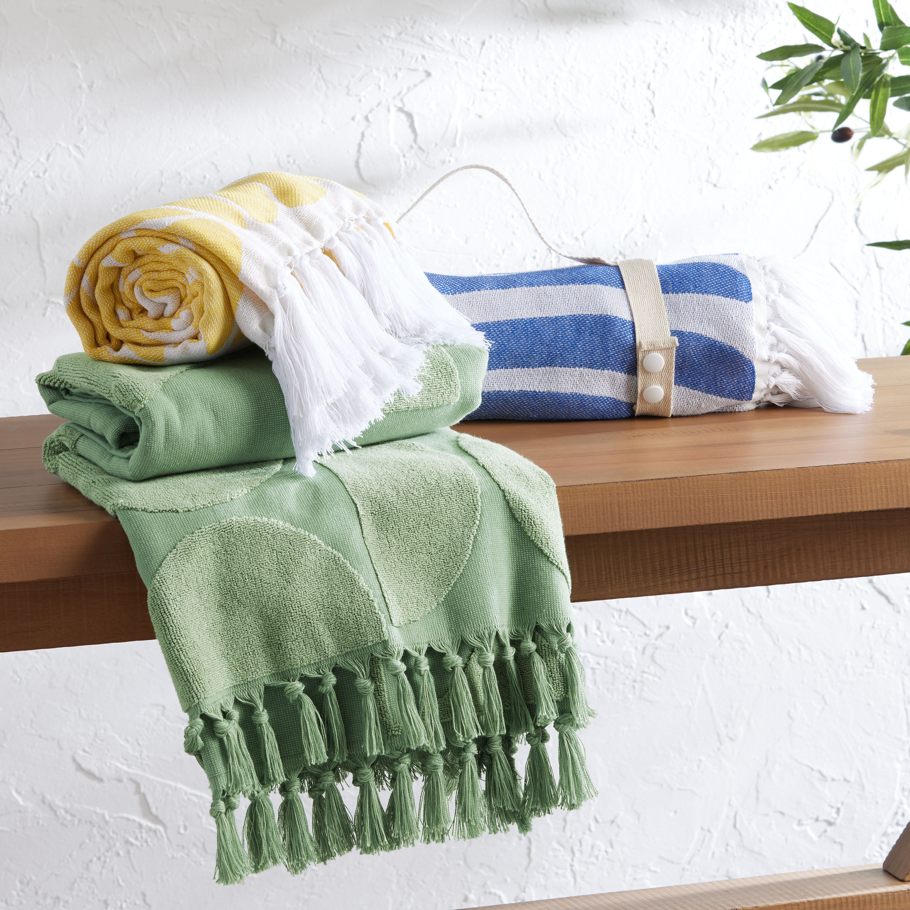Harlow Green Sculpted Geometric Beach Towel World Market