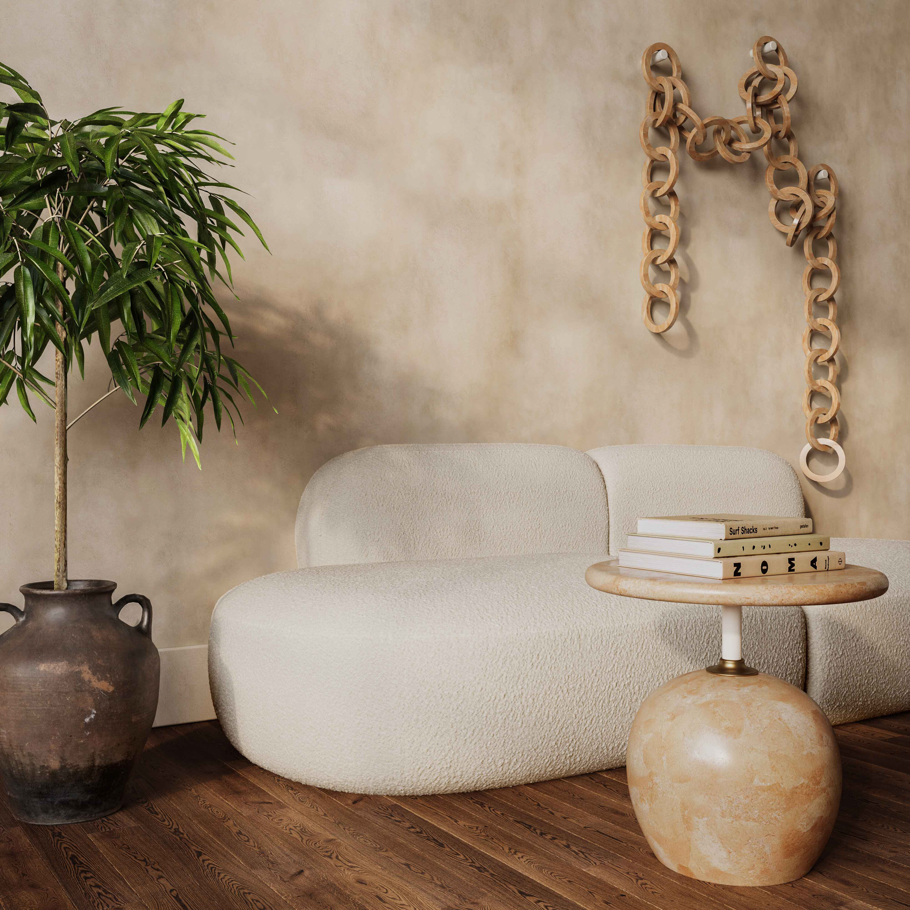 Artemisa Neutral Curved Modern Sofa image number 1