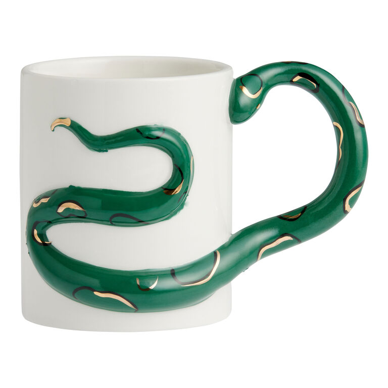 White And Teal Snake Handle Ceramic Mug image number 1