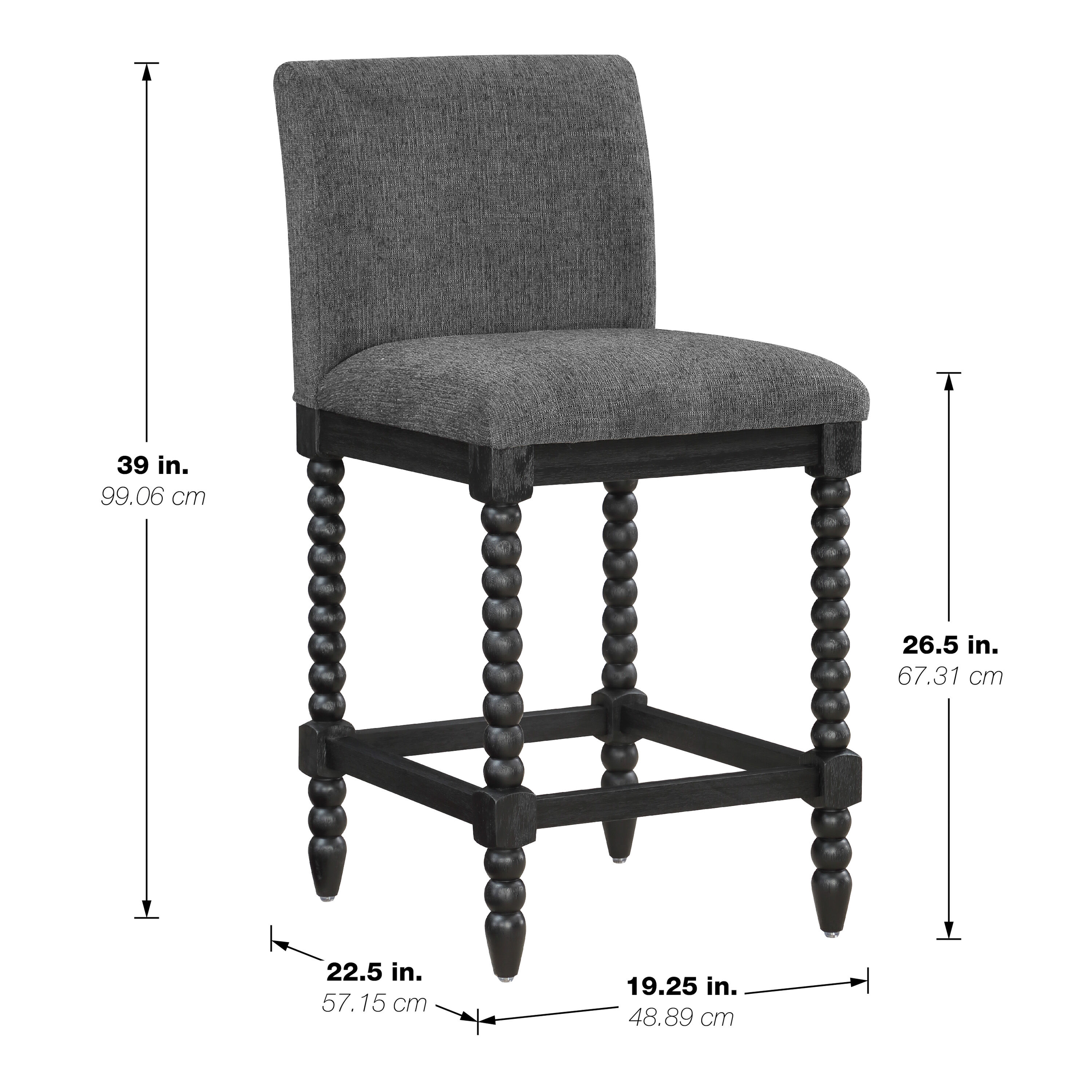 Morgan Black Wood Bobbin Upholstered Counter Stool image number 6