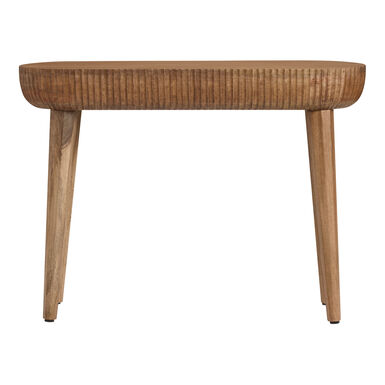 Safiya Oval Distressed Brown Wood Fluted Console Table Safiya Oval Distressed Brown Wood Fluted Console Table