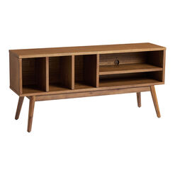 Jagger Wide Vintage Acorn Media Stand with Record Storage