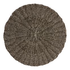 Round Gray Faux Rattan Wipe Off Placemat