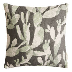 Black And Green Cactus Indoor Outdoor Throw Pillow