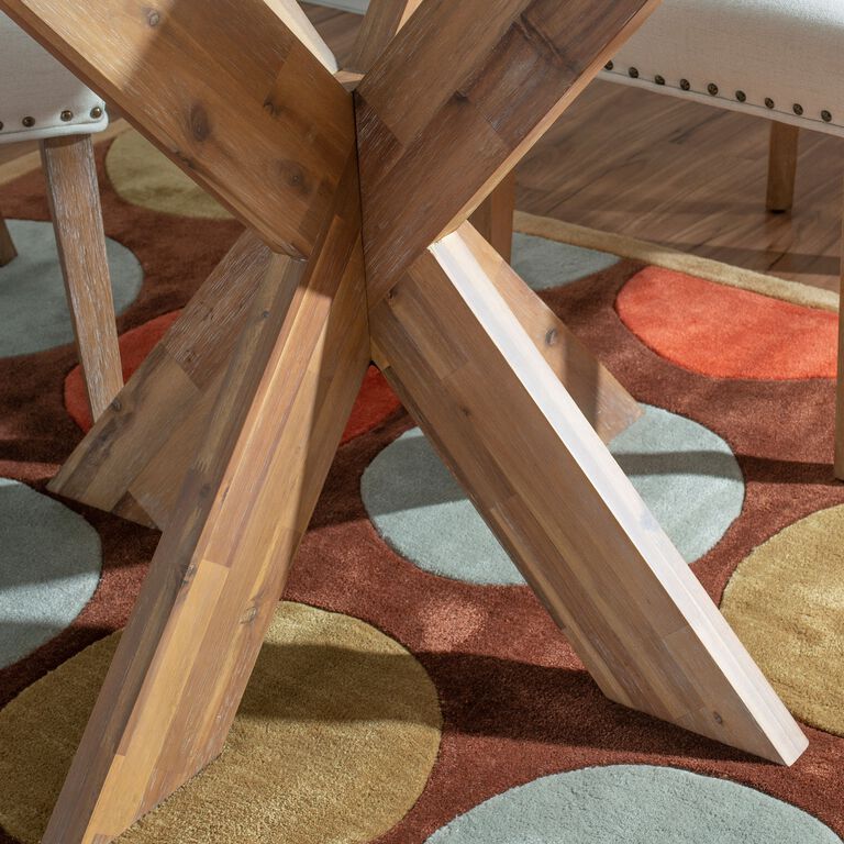 Kent Round Acacia Wood and Glass Top Dining Table image number 4