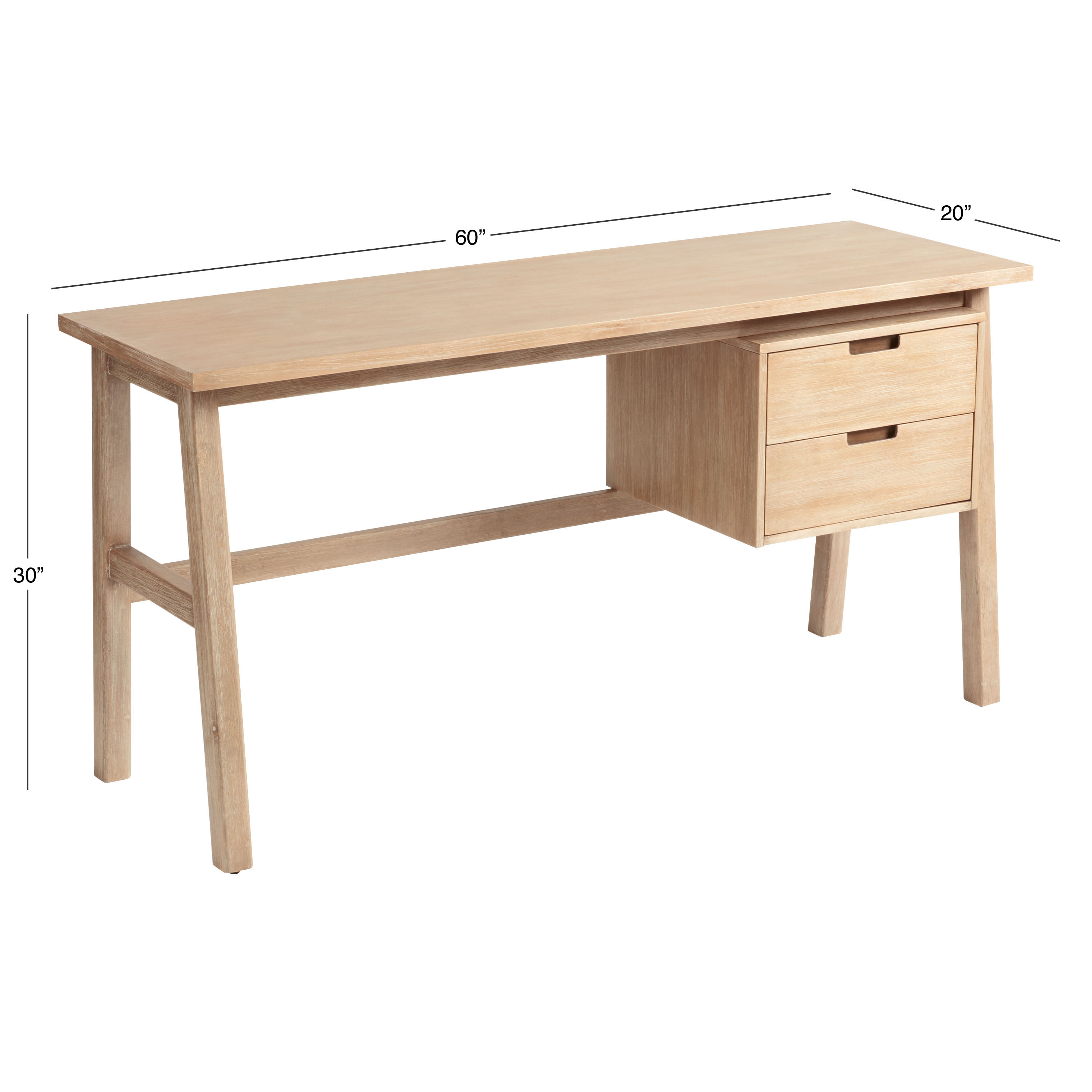 Graywashed calder store desk with drawers