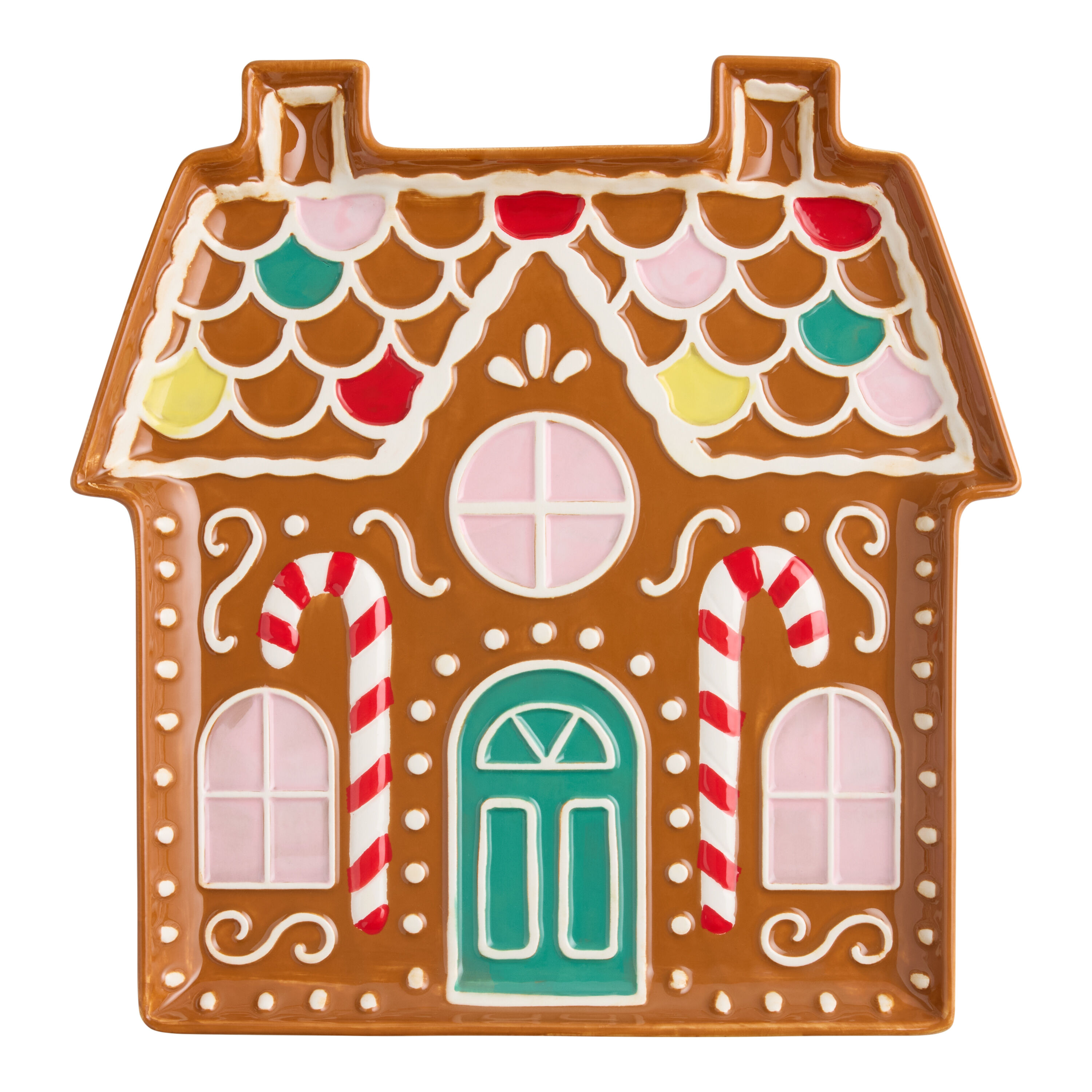 Gingerbread House Hand Painted Figural Serving Platter