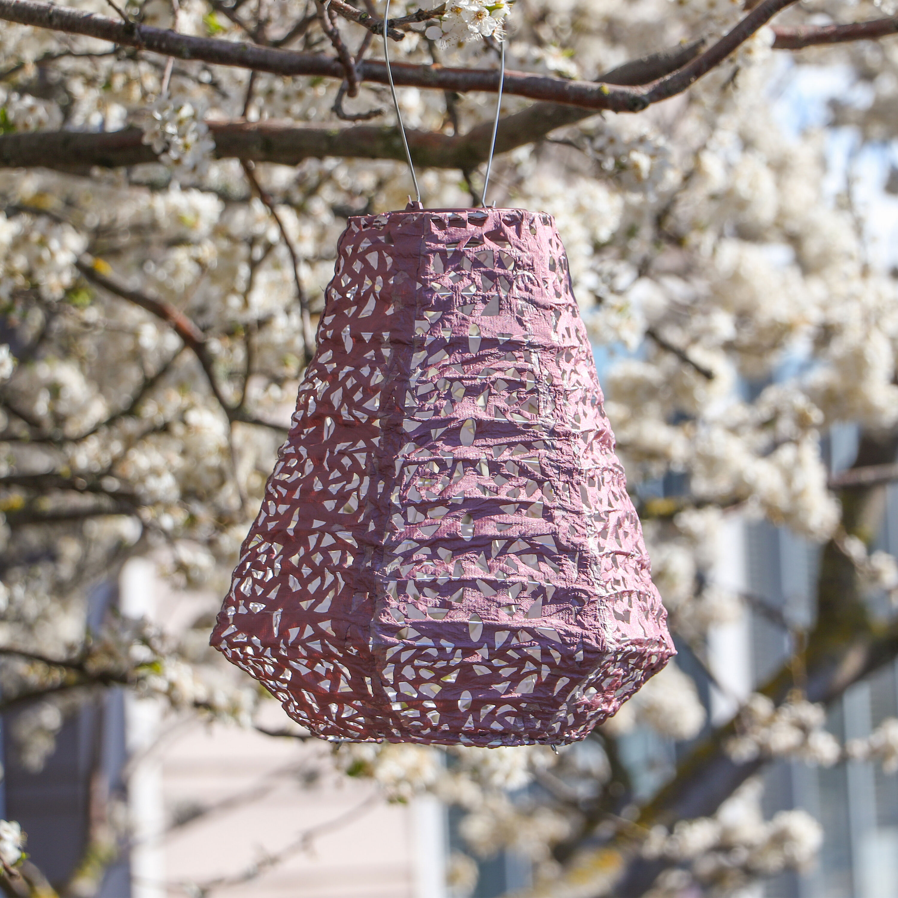 Prism Rose Fabric Solar LED Lantern image number 3