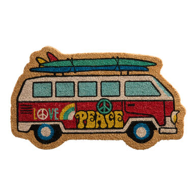 Vintage Style Camper Van Shaped Coir Doormat Vintage Style Camper Van Shaped Coir Doormat