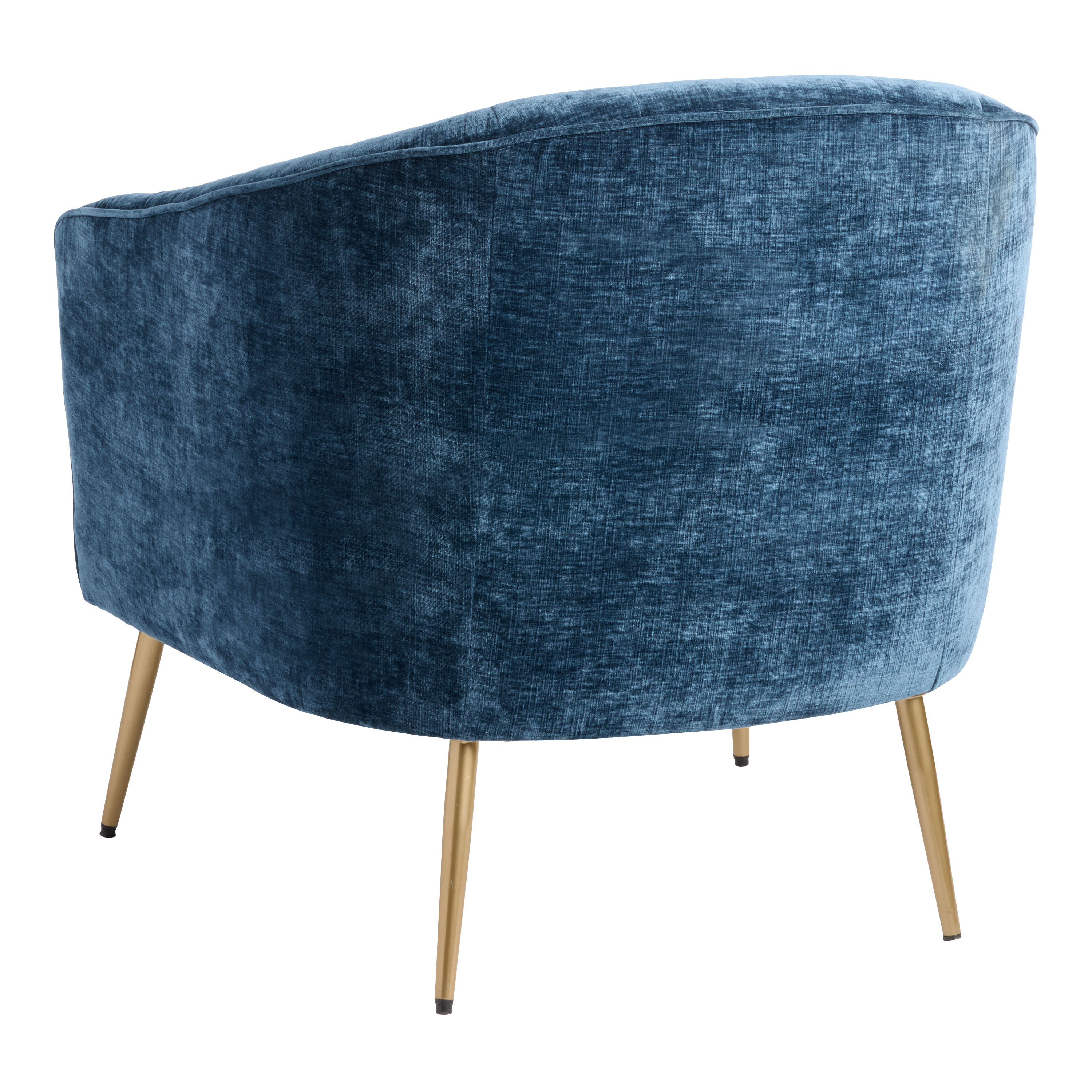Orella Blue Crushed Velvet Tufted Chair and Ottoman Set image number 4