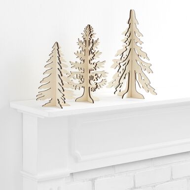 Laser Cut Wood Dimensional Tree Decor 3 Pack Laser Cut Wood Dimensional Tree Decor 3 Pack