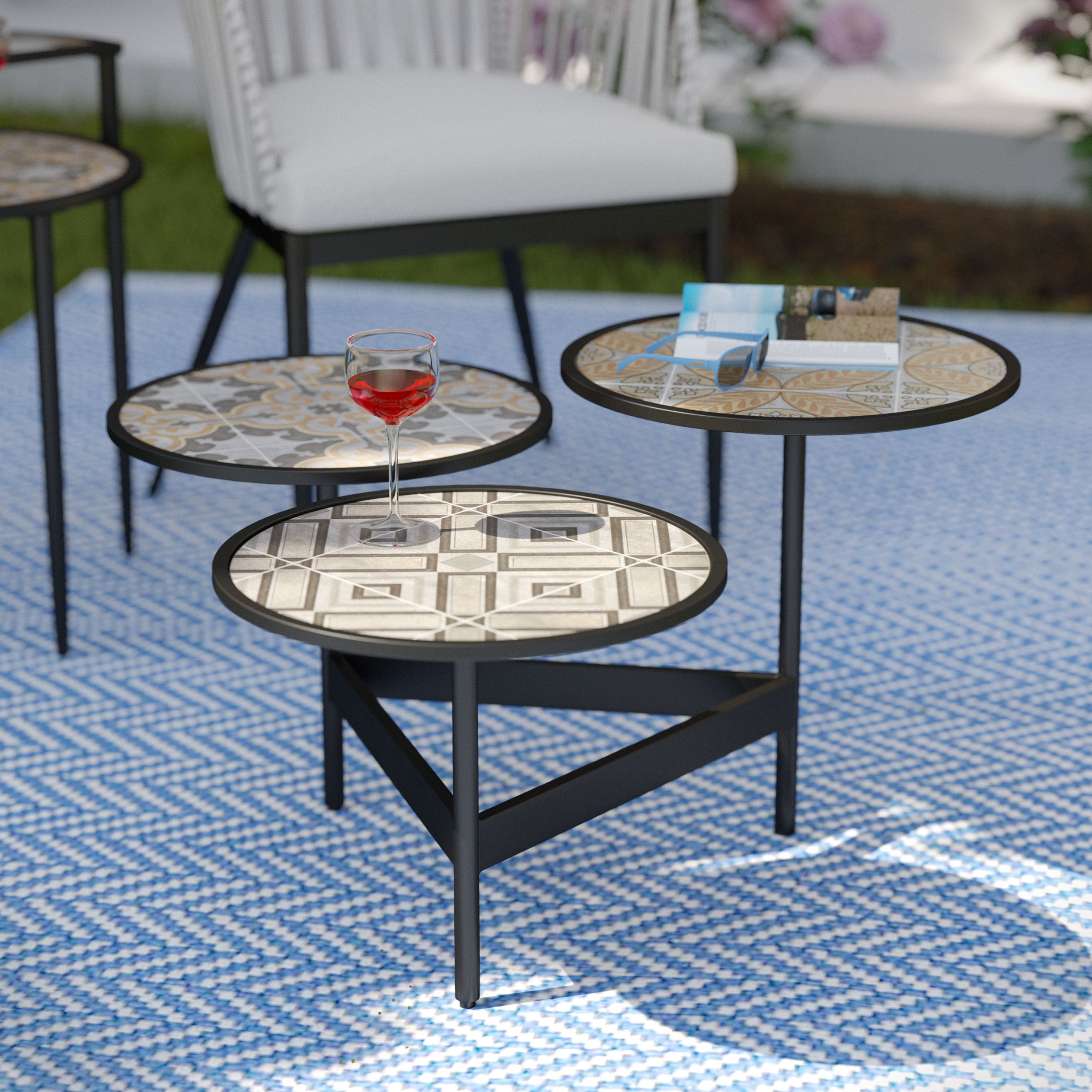Black metal patio coffee hot sale table