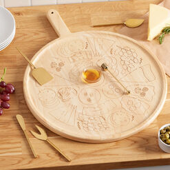 Meg Quinn Rubber Wood Engraved Cheese Serving Board