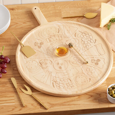 Meg Quinn Rubber Wood Engraved Cheese Serving Board Meg Quinn Rubber Wood Engraved Cheese Serving Board