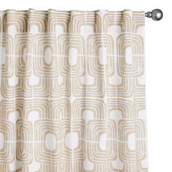 Camel And Ivory Square Print Sleeve Top Curtain Set Of 2