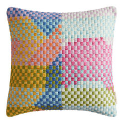 Multicolor Abstract Check Indoor Outdoor Throw Pillow
