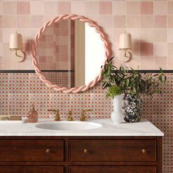 Round Mauve Pink Rope Wall Mirror