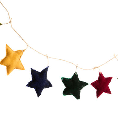 Multicolor Velvet Star Garland Multicolor Velvet Star Garland