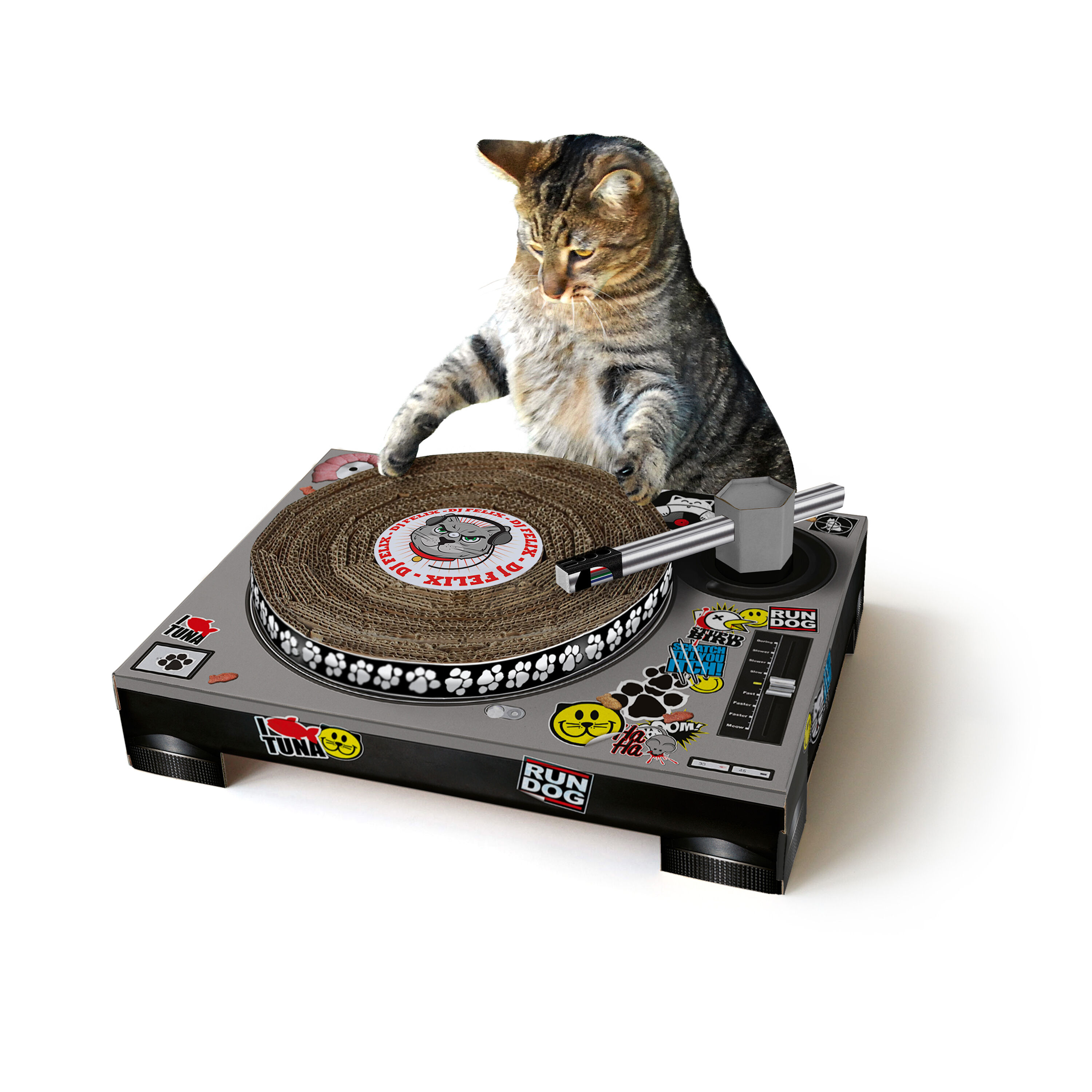 Cardboard DJ Turntable Cat Scratch Pad image number 1