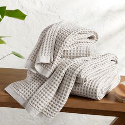 Zena Ivory and Black Diamond Honeycomb Bath Towel by World Market