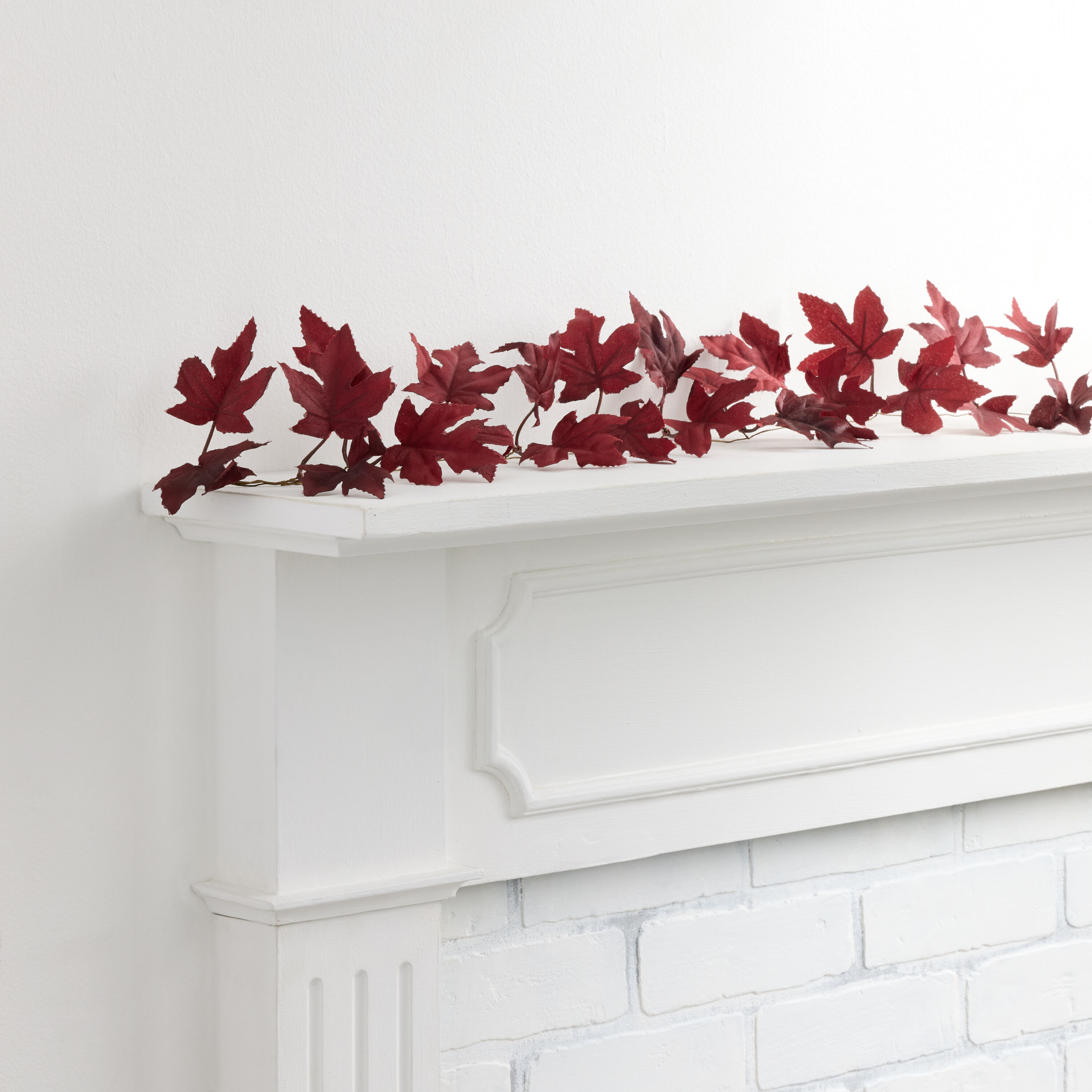 Burgundy Faux Maple Leaf Garland image number 0