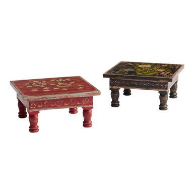 CRAFT Authentic Found Hand Painted Chowki Stool CRAFT Authentic Found Hand Painted Chowki Stool