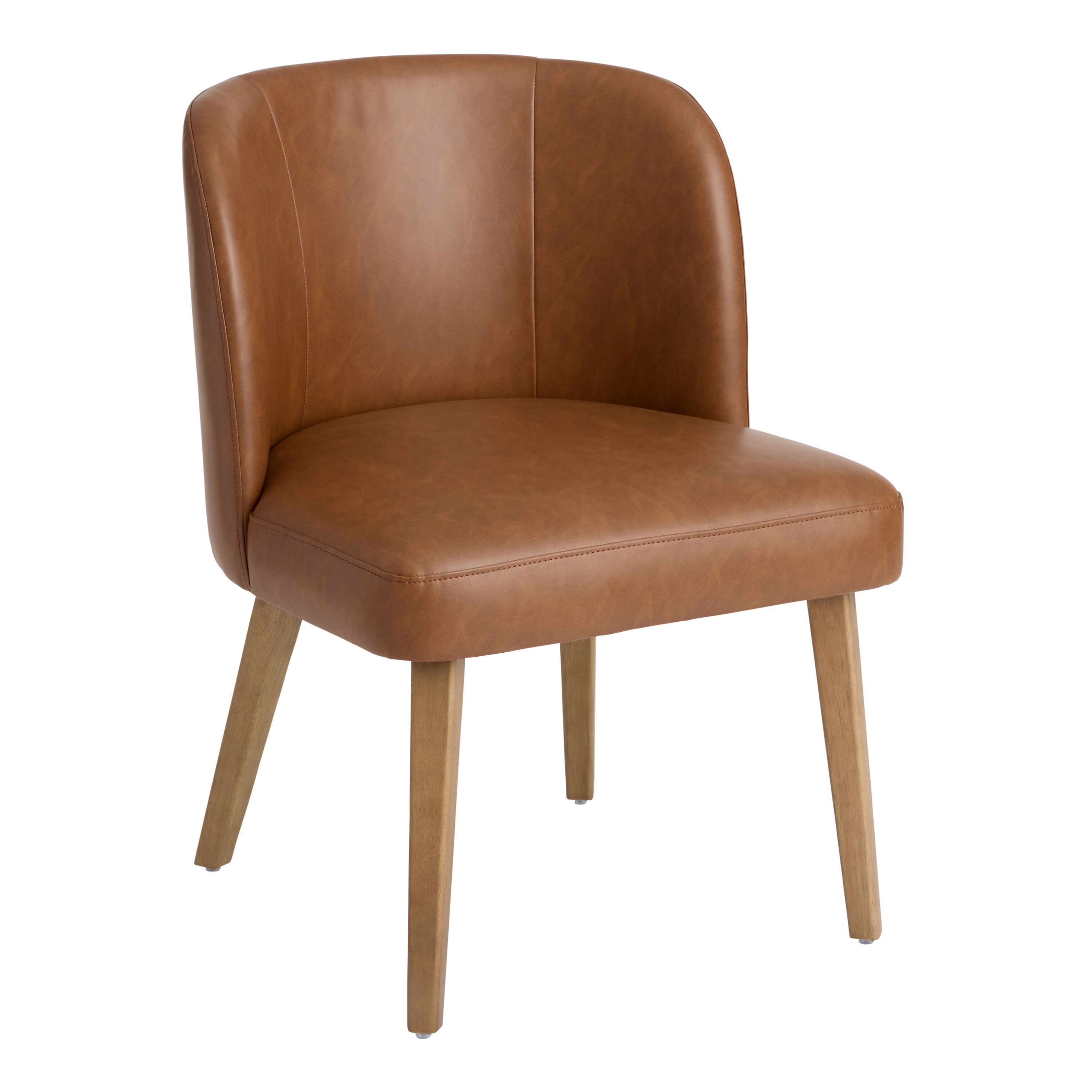 Karena Caramel Faux Leather Curved Back Dining Chair Set of 2 image number 0