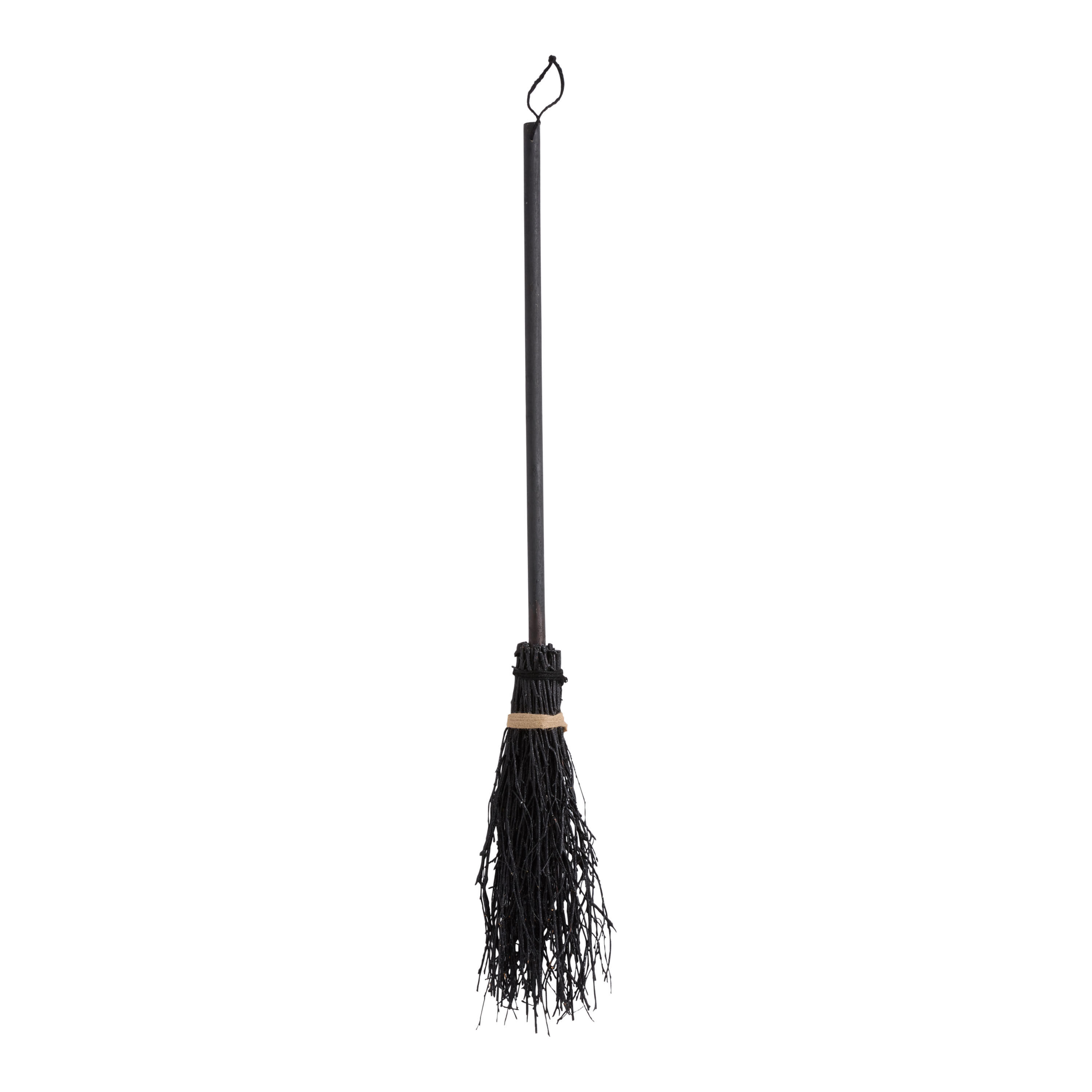 Black Wood and Natural Twig Witch's Broom Wall Decor image number 0