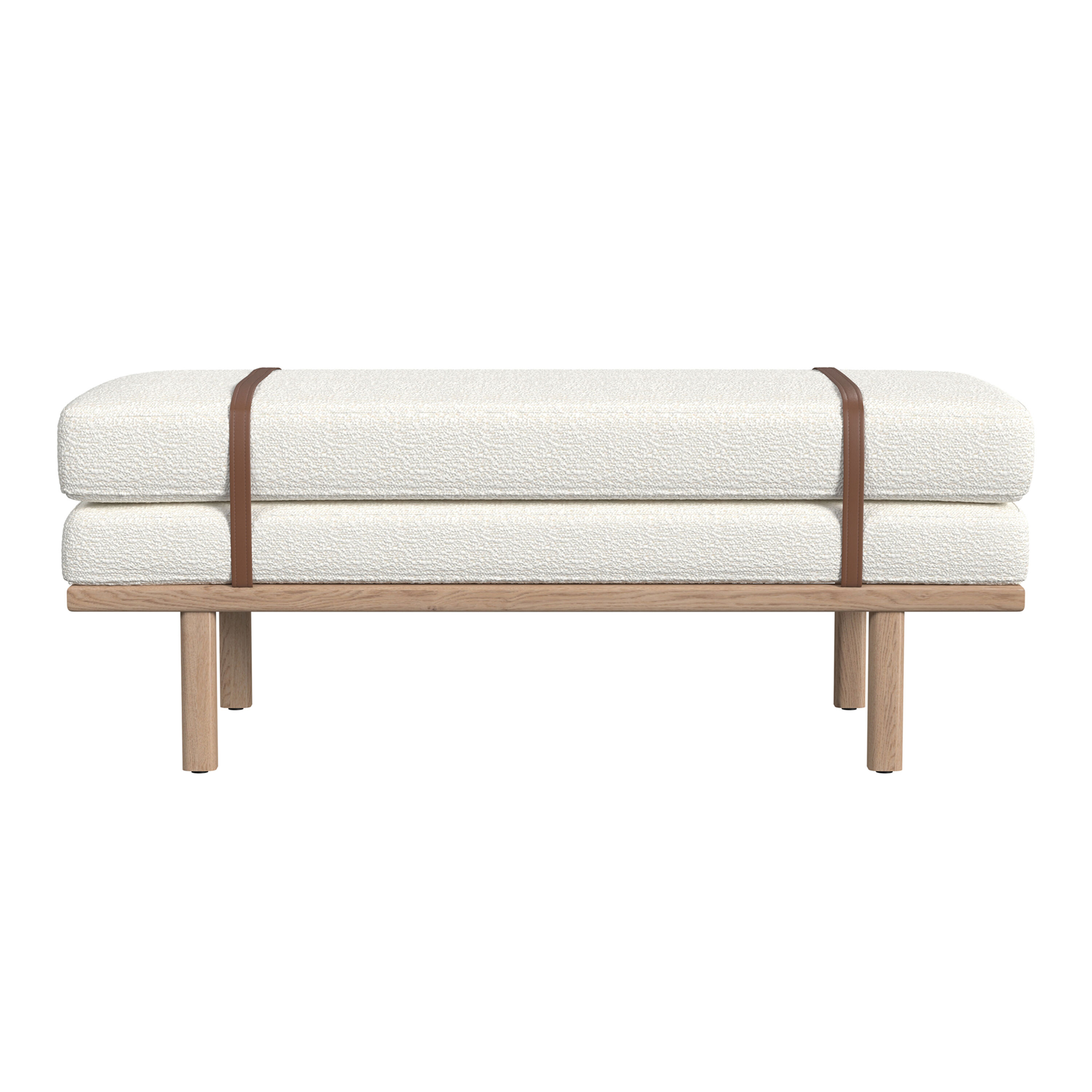 Osprey Cream Boucle and Faux Leather Upholstered Bench image number 2