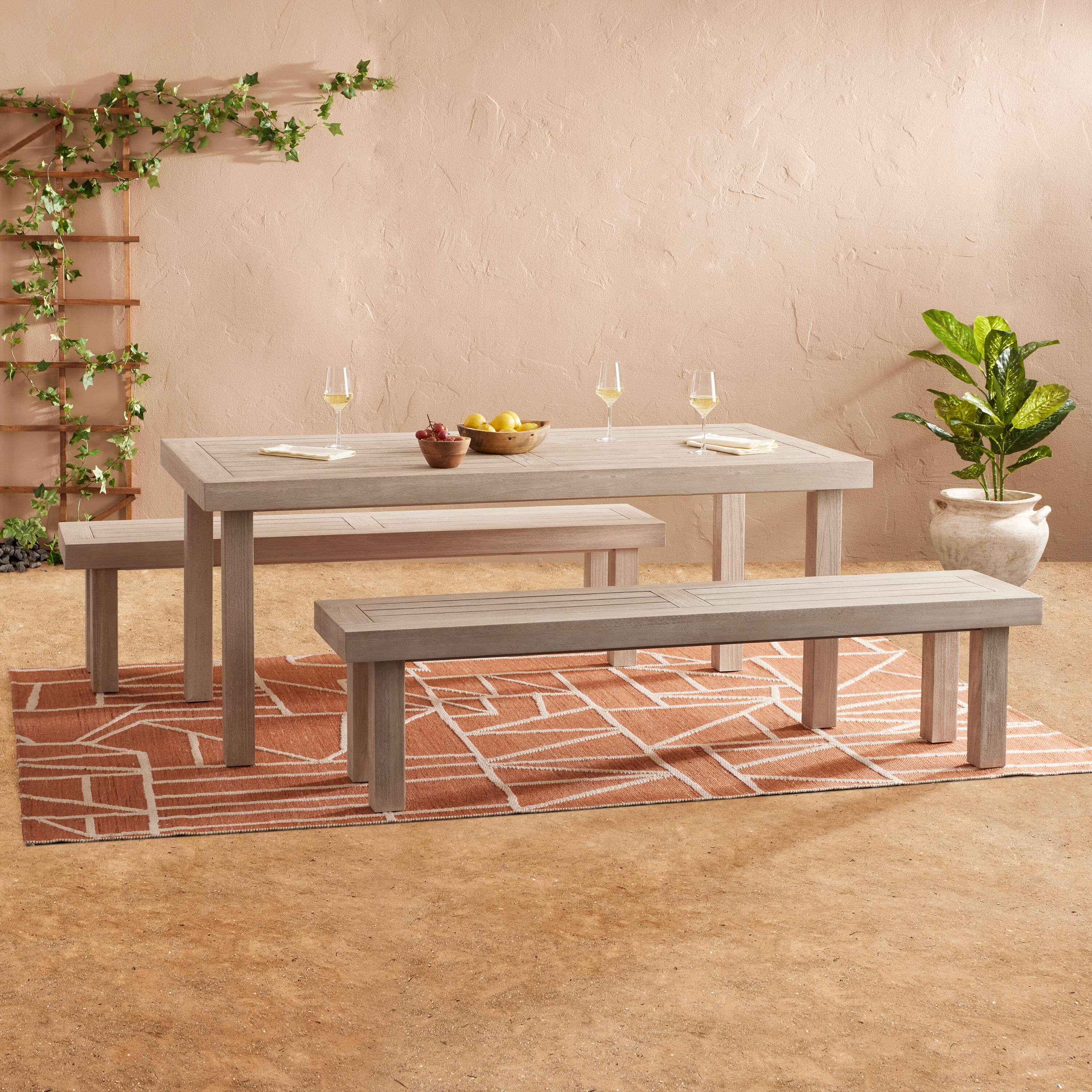 Whitewash outdoor dining table 2025