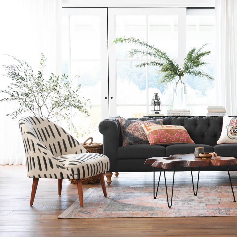 Noemi Charcoal Gray And Ivory Dash Print Chair image number 2