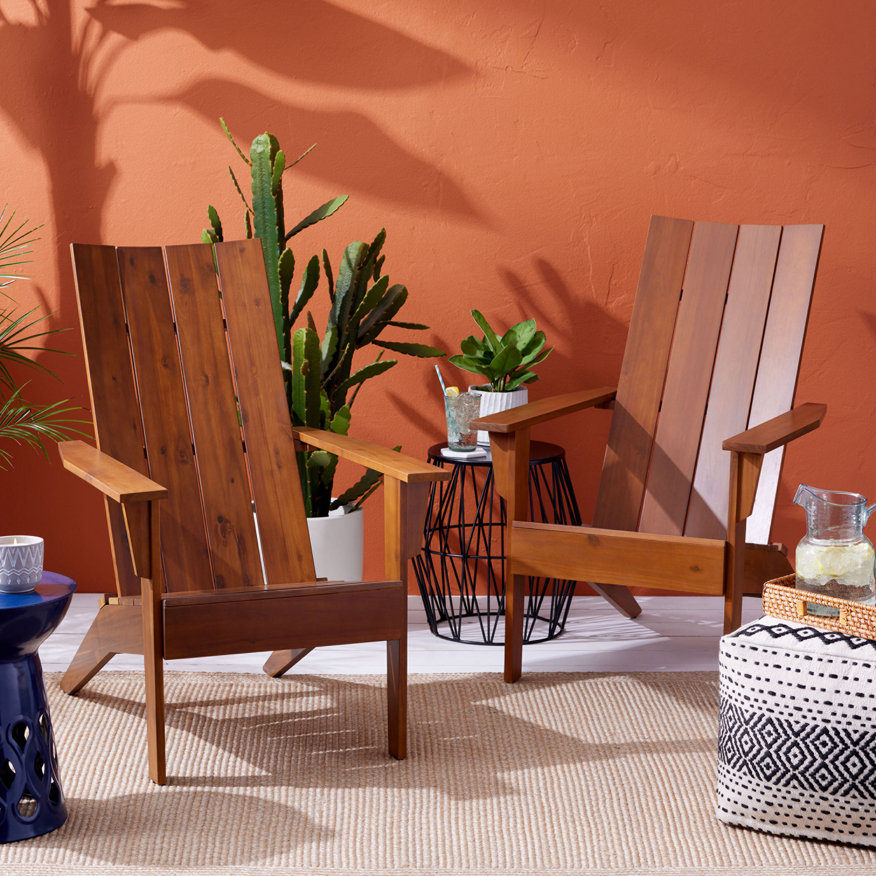 Modern Slatted Wood Adirondack Chair