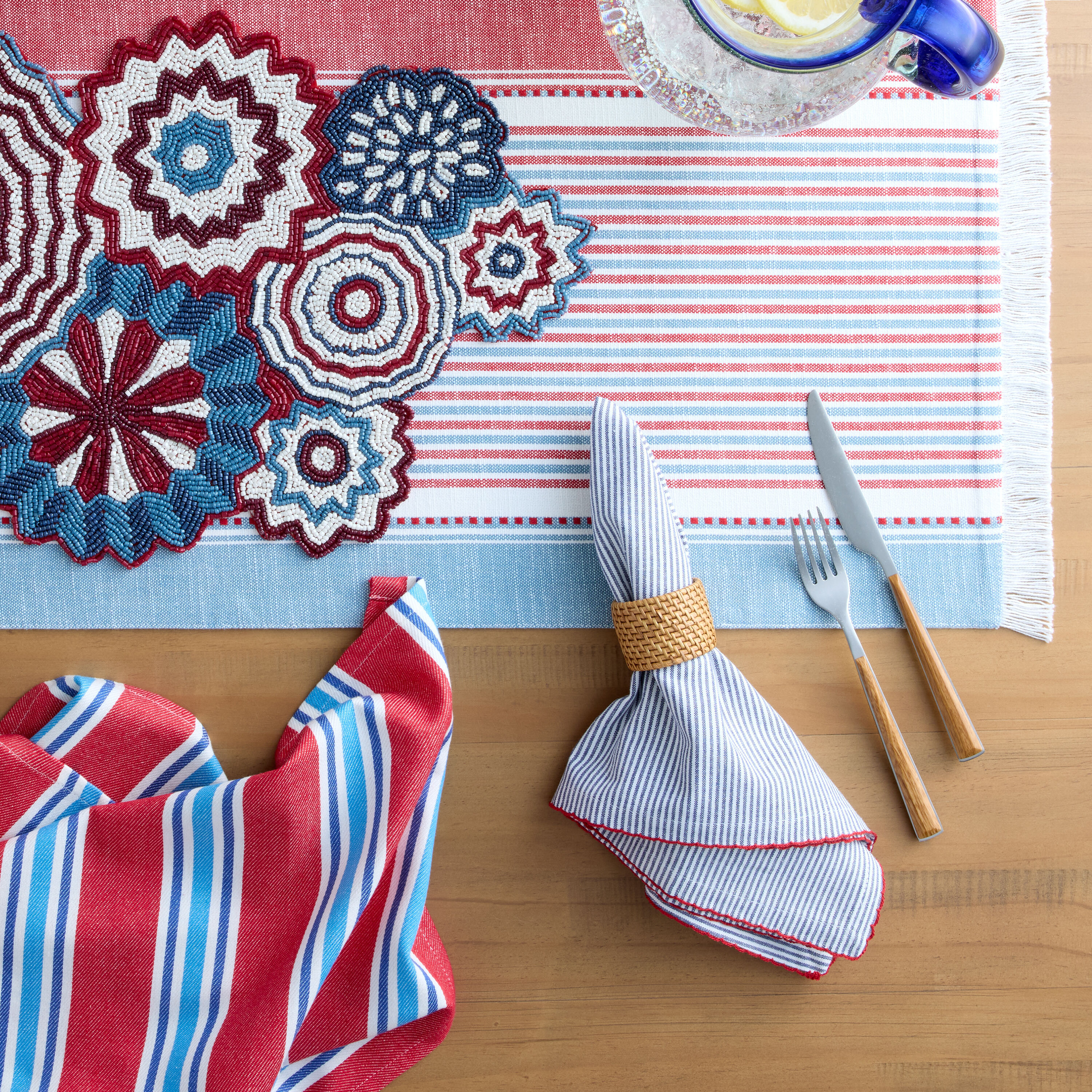 Americana Woven Stripe Napkin Set of 2 image number 1