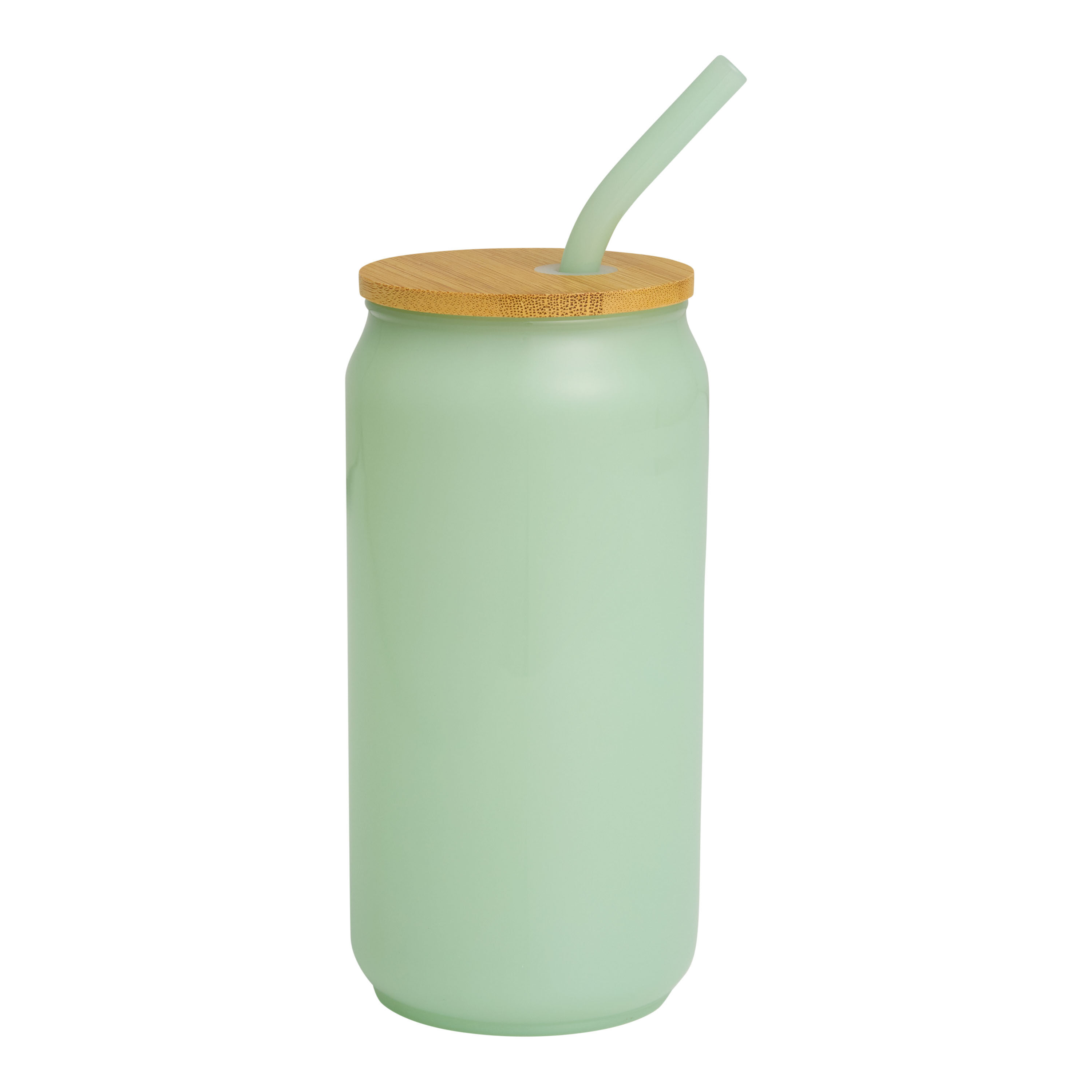 Jade Green Milk Glass To Go Tumbler with Straw image number 0
