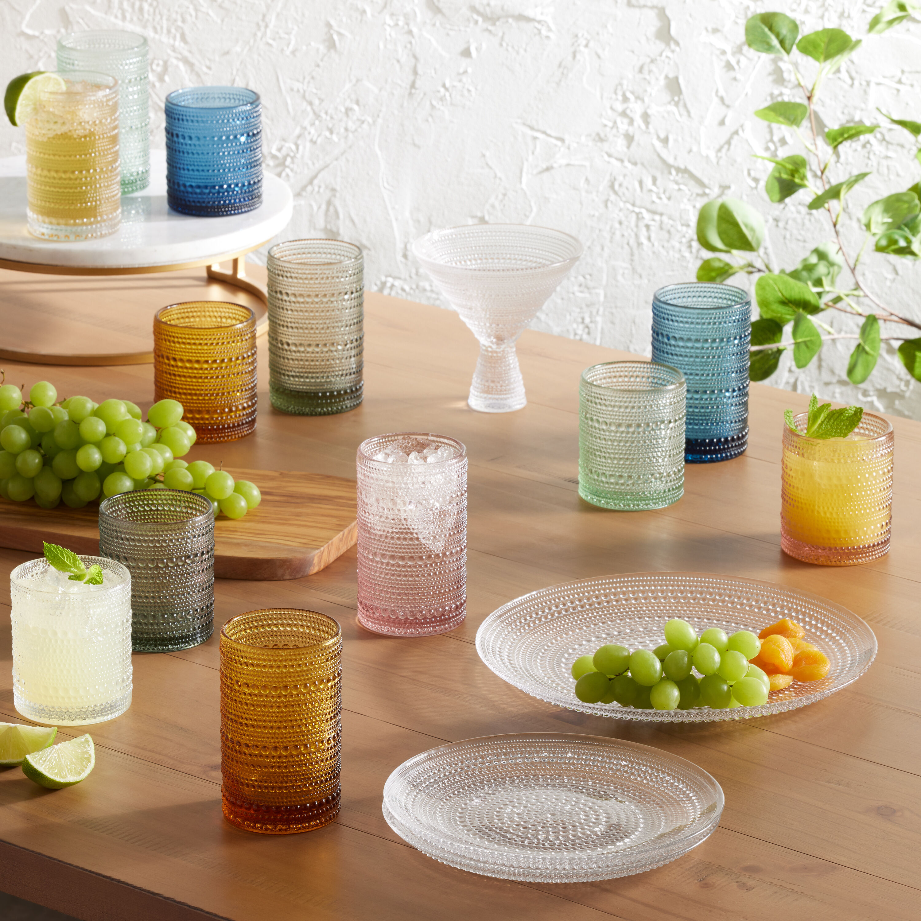 Clear glass hot sale dinner set