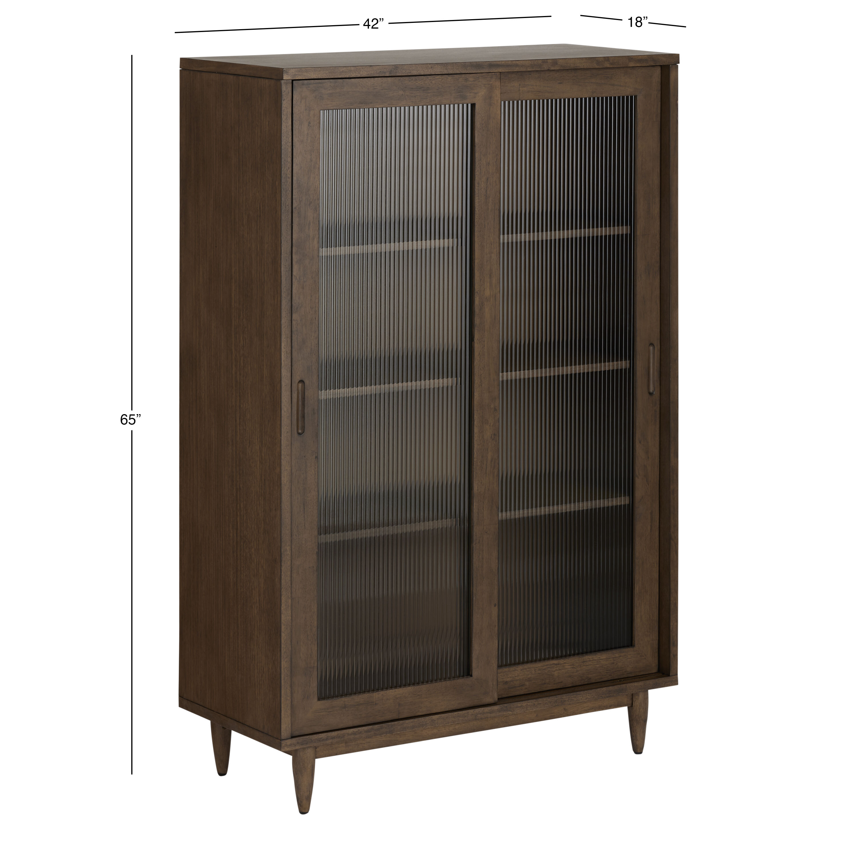 Kellen Tall Fluted Glass and Vintage Walnut Display Cabinet image number 7