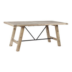 Verde Natural Pine Wood and Metal Dining Table