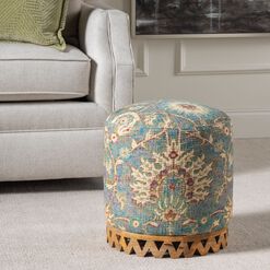 Aina Round Moroccan Style Upholstered Stool