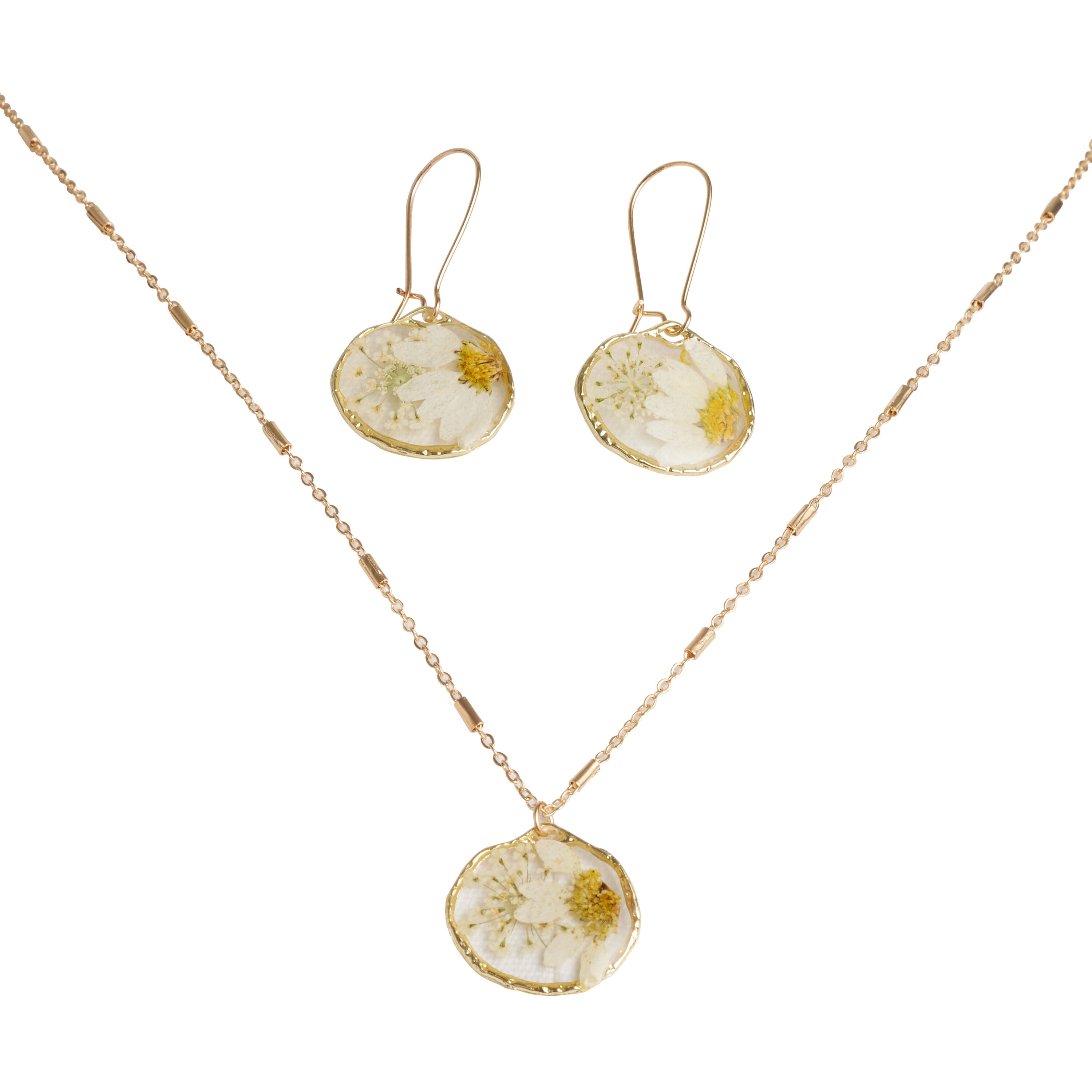 Daisy Dried Pressed Flower Necklace And Earring Set World Market