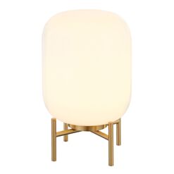Kari White Glass Cylinder and Brass Accent Lamp