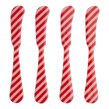 Red and Pink Stripe Enameled Cocktail Flatware Collection Red and Pink Stripe Enameled Cocktail Flatware Collection