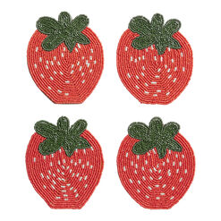 Coral Strawberry Beaded Coasters 4 Pack