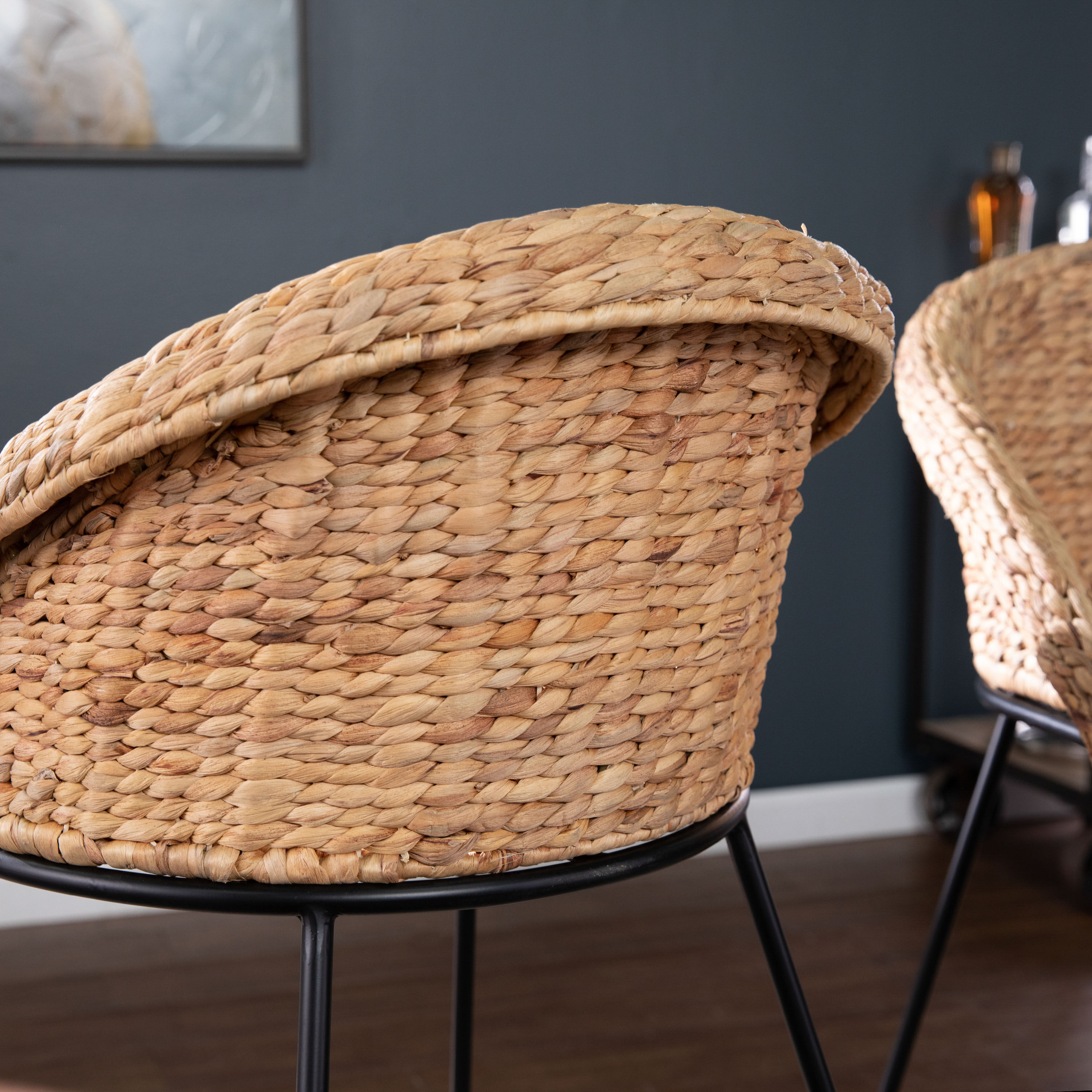 Elena Water Hyacinth And Metal Counter Stool 2 Piece Set World
