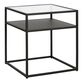 Gia Square Black Metal Glass Top End Table with Shelf image number 0